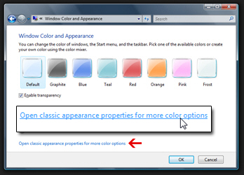 Customize window color and appearance options