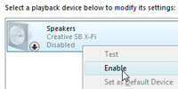 Enabled a disabled audio device or speaker in Windows Vista