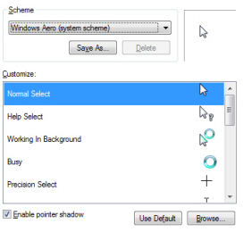 Mouse pointer scheme and cursor themes