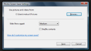 Screensaver settings in Windows Vista