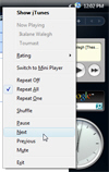 Controlling a minimized iTunes in Windows Vista