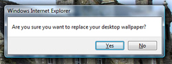 Internet Explorer changing the desktop background in Windows Vista