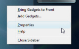 Right-click to customize the Windows Sidebar's properties