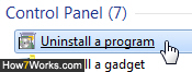 Access uninstall programs in the Windows 7 Control Panel