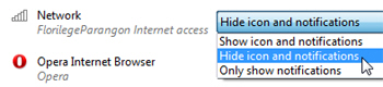 Always hide the wireless network connection icon from Windows 7 taskbar