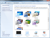 Available themes in the Windows 7 Control Panel
