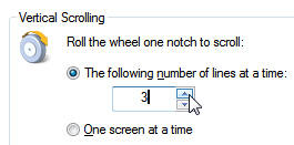 Change the number of lines the mouse wheel will scroll