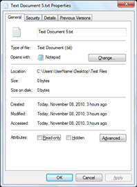 Check when a file or folder was created in Windows 7