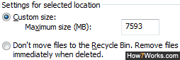 Customize Recycle Bin size and deleted files settings