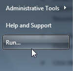 Display or show the Run command on the start menu