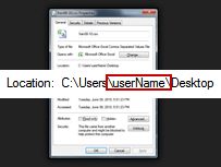 Get your current user name in Windows 7 from a file properties