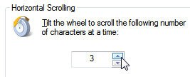 Horizontal scrolling settings for sideways mouse wheel tilts