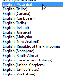 Local and regional variants of languages in Windows 7
