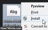 Manually install a new font in Windows 7