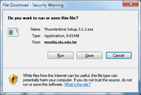 Mozilla Thunderbird download dialog on Windows 7