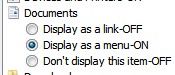 My Documents options on the Windows 7 start menu