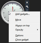 Right-click to access desktop gadgets options and settings