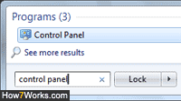 Search for the Control Panel by name