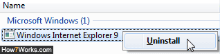 Uninstall Internet Explorer 9 from Windows 7