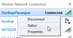 View the properties of the current wireless connection