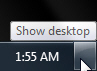 Turn on Aero Peek to see your desktop