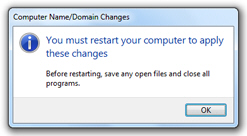 Confirm computer name change by Windows 7