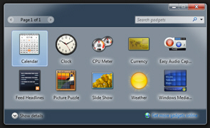 Add gadgets to the desktop through the Windows 7 Gadget Gallery