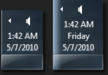 Show the date and day and time on resized taskbar