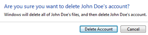 Final confirmation to delete Windows profile