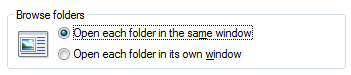 Opening folder settings in Windows 7