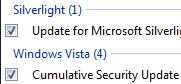 Critical updates automatically selected by Vista