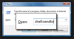 Locate and open the Send To folder in Windows Vista