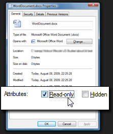 Set a file to read only in Windows XP or Windows Vista