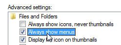 Windows Explorer display menu settings