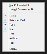 Custom frequent folder fields and columns