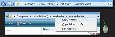 Copy a folder's path in Windows Vista