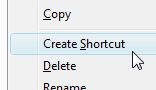 Right-click on files to create shortcuts
