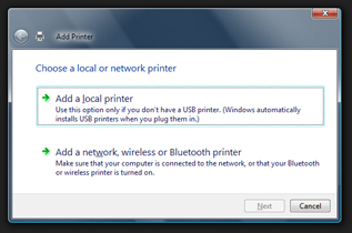 Add a local printer in Windows Vista
