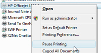 Pausing a print job in Windows Vista