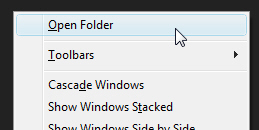Open a folder from the taskbar