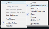 Enable Windows Media Player in the taskbar
