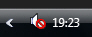 The taskbar volume icon in Windows Vista (muted sounds)