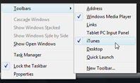 Minimize iTunes as taskbar toolbar
