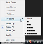 iTunes menu from Vista's taskbar