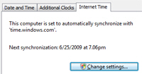 Internet time synchronization in Windows Vista