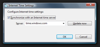 Modify time sync options in Vista