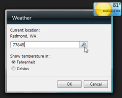 Configure the weather gadget options