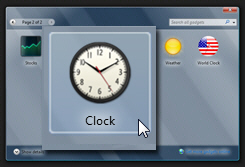 Find the clock gadget in Windows Vista's Gadget Gallery