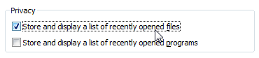 Displaying recent files in Windows Vista's Start Menu