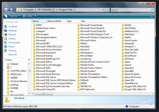 The "C:\Program Files\" folder in Windows Vista